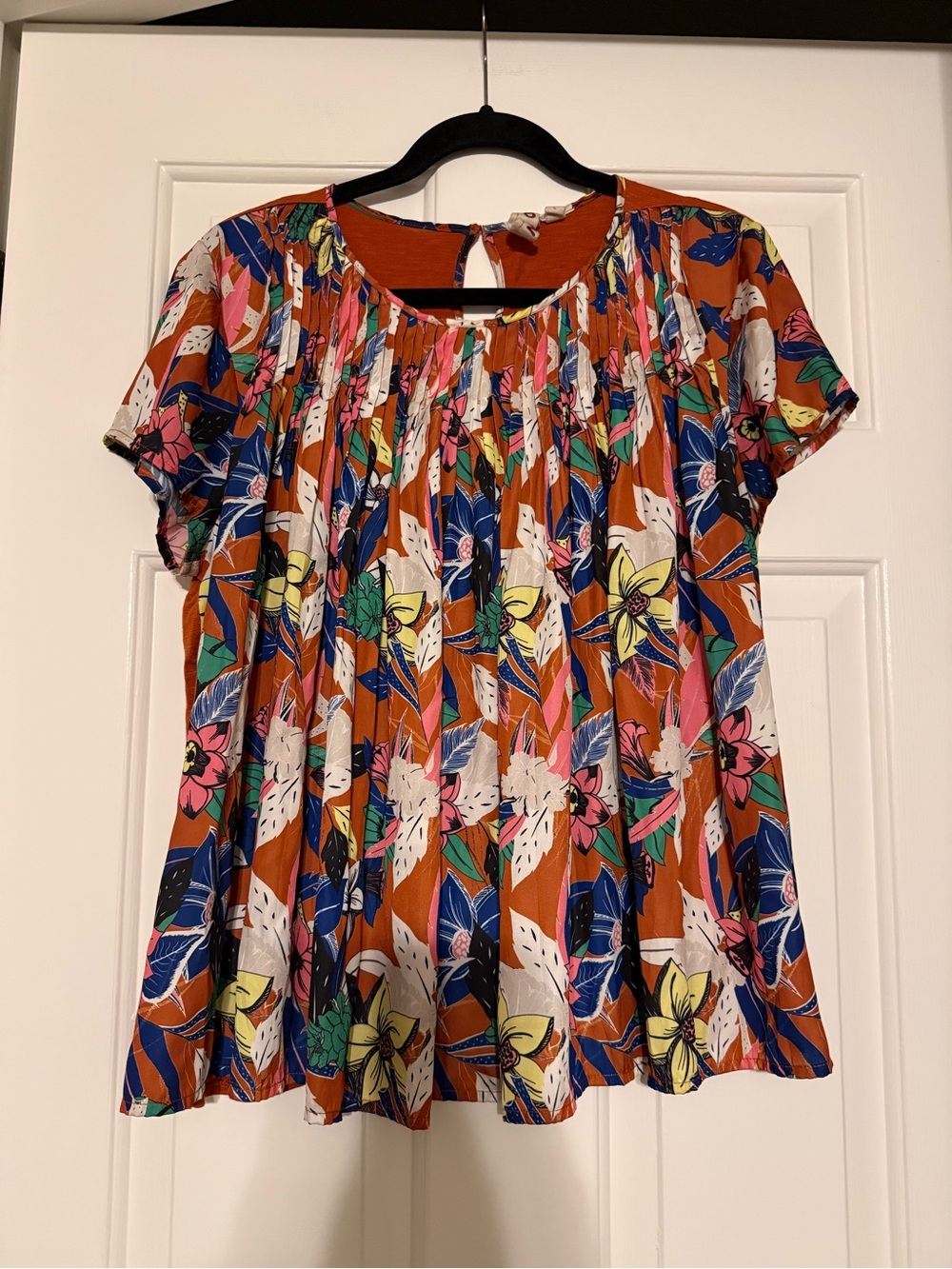 DOLAN Left Coast Collection Anthropologie Floral Pleated Mixed Blouse Large